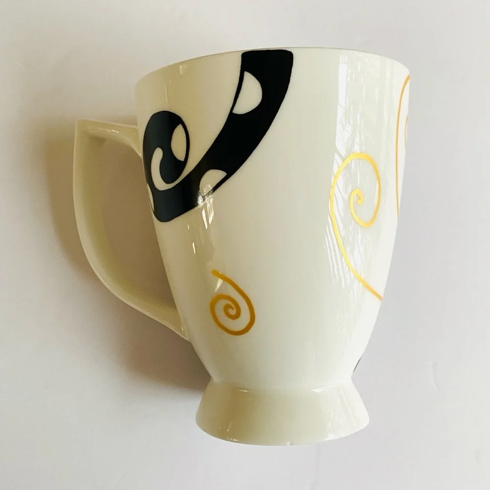 Great Shakes Fine Bone China Cat Mug Whimsical Black Cat Tea Mug Art Deco Style